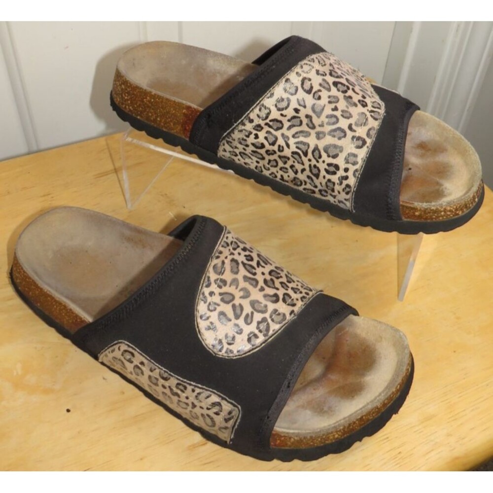 Betula by Birkenstock Slides Black/Leopard Print Women's EU Size 39/US 8